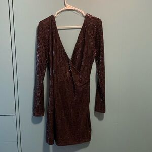 Black long sleeve sequin dress